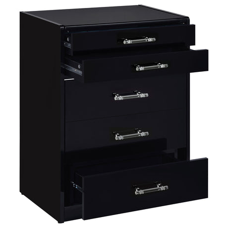Danbury 3-drawer Makeup Vanity & Stool Set Black High Gloss from Coaster - Luna Furniture