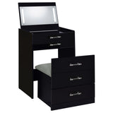 Danbury 3-drawer Makeup Vanity & Stool Set Black High Gloss from Coaster - Luna Furniture