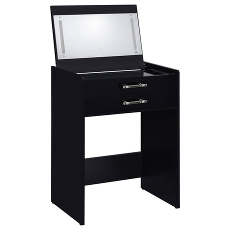 Danbury 3-drawer Makeup Vanity & Stool Set Black High Gloss from Coaster - Luna Furniture