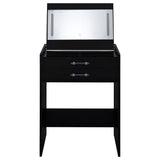 Danbury 3-drawer Makeup Vanity & Stool Set Black High Gloss from Coaster - Luna Furniture