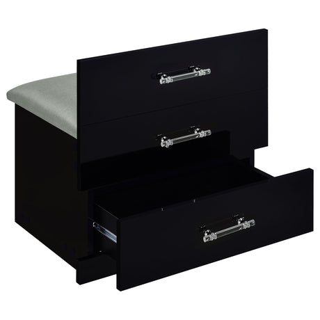 Danbury 3-drawer Makeup Vanity & Stool Set Black High Gloss from Coaster - Luna Furniture
