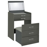 Danbury 3-drawer Makeup Vanity & Stool Set Grey High Gloss from Coaster - Luna Furniture