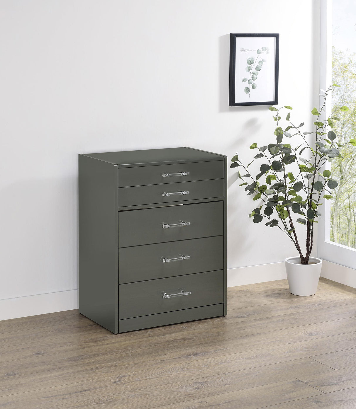 Danbury 3-drawer Makeup Vanity & Stool Set Grey High Gloss from Coaster - Luna Furniture