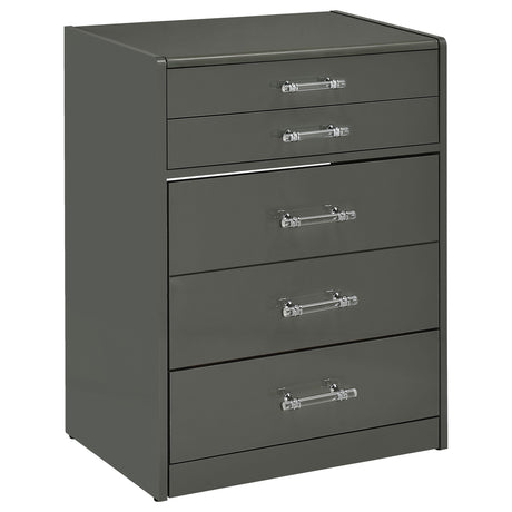 Danbury 3-drawer Makeup Vanity & Stool Set Grey High Gloss from Coaster - Luna Furniture