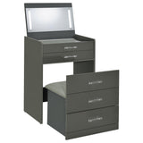 Danbury 3-drawer Makeup Vanity & Stool Set Grey High Gloss from Coaster - Luna Furniture
