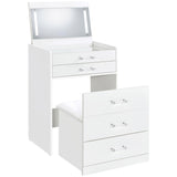 Danbury 3-drawer Makeup Vanity & Stool Set White High Gloss from Coaster - Luna Furniture