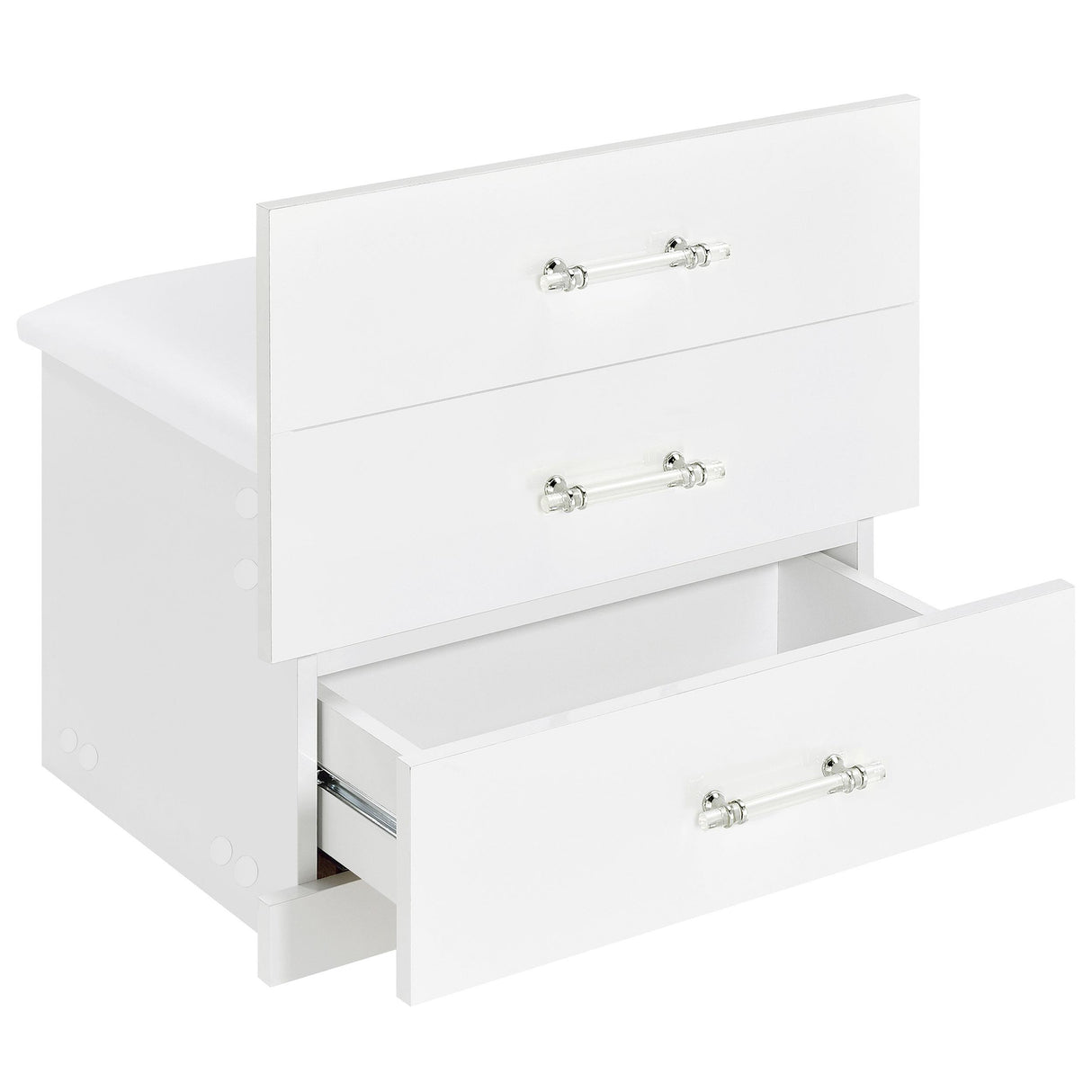 Danbury 3-drawer Makeup Vanity & Stool Set White High Gloss from Coaster - Luna Furniture
