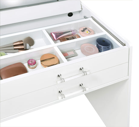 Danbury 3-drawer Makeup Vanity & Stool Set White High Gloss from Coaster - Luna Furniture