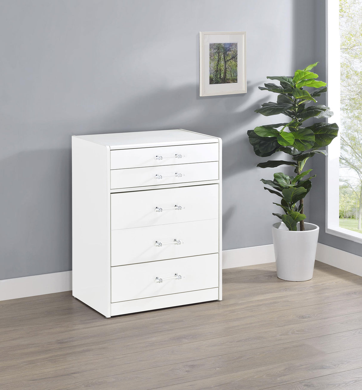 Danbury 3-drawer Makeup Vanity & Stool Set White High Gloss from Coaster - Luna Furniture