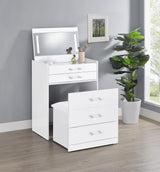 Danbury 3-drawer Makeup Vanity & Stool Set White High Gloss from Coaster - Luna Furniture
