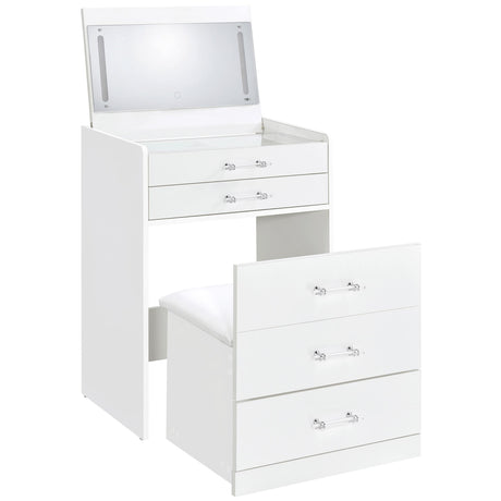 Danbury 3-drawer Makeup Vanity & Stool Set White High Gloss from Coaster - Luna Furniture