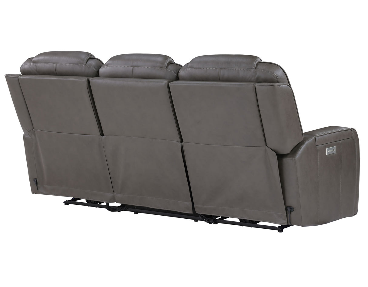 Daniel Triple Power Home Theater Leather Reclining Sofa with Drop-Down Control Console, Built-in Speakers & Vibration, Heat, and Massage from Steve Silver - Luna Furniture