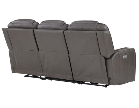 Daniel Triple Power Home Theater Leather Reclining Sofa with Drop-Down Control Console, Built-in Speakers & Vibration, Heat, and Massage from Steve Silver - Luna Furniture