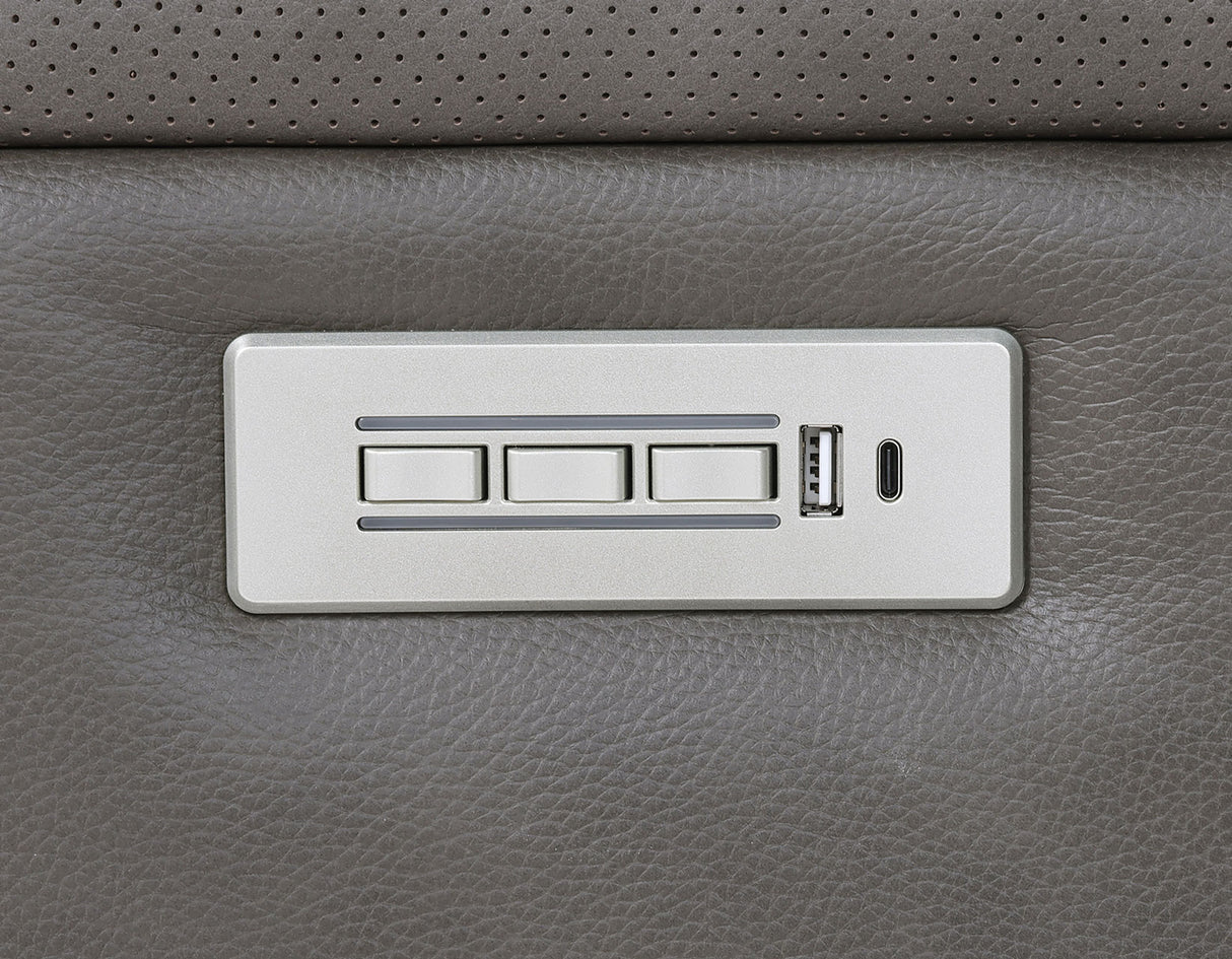 Daniel Triple Power Home Theater Leather Reclining Sofa with Drop-Down Control Console, Built-in Speakers & Vibration, Heat, and Massage from Steve Silver - Luna Furniture