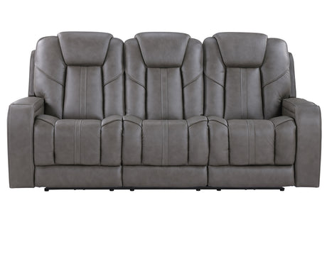 Daniel Triple Power Home Theater Leather Reclining Sofa with Drop-Down Control Console, Built-in Speakers & Vibration, Heat, and Massage from Steve Silver - Luna Furniture