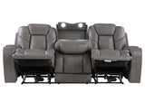 Daniel Triple Power Home Theater Leather Reclining Sofa with Drop-Down Control Console, Built-in Speakers & Vibration, Heat, and Massage from Steve Silver - Luna Furniture