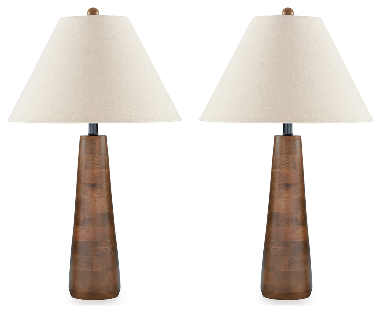 Danset 2-Piece Table Lamp Set in Brown from Ashley - Luna Furniture