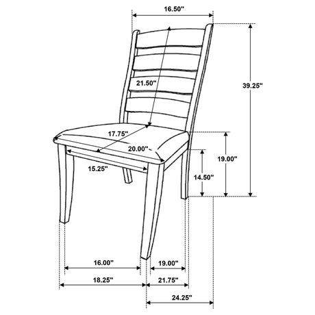 Danvers Brown Oak Ladder Back Dining Side Chair, Set of 2 from Coaster - Luna Furniture