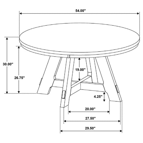 Danvers Brown Oak Round 54-inch Wood Dining Table from Coaster - Luna Furniture