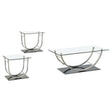 Danville Chrome 3-Piece Glass Top Coffee and End Table Set from Coaster - Luna Furniture