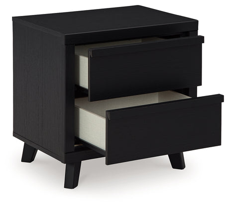 Danziar Queen Panel Headboard with Mirrored Dresser and 2 Nightstands in Black from Ashley - Luna Furniture