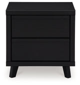 Danziar Queen Panel Headboard with Mirrored Dresser, Chest and 2 Nightstands in Black from Ashley - Luna Furniture