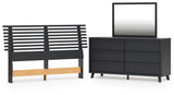Danziar Queen Panel Headboard with Mirrored Dresser in Black from Ashley - Luna Furniture