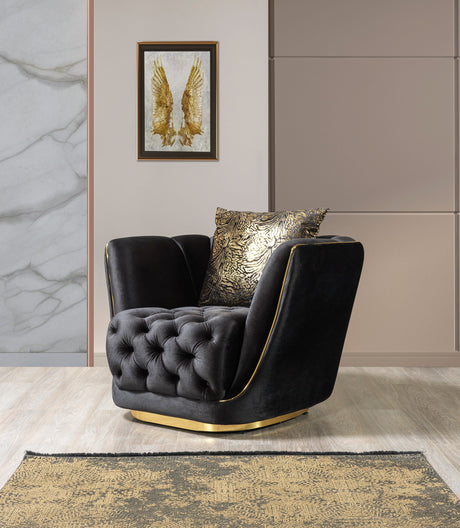 Daphne Black Velvet Chair - DAPHNE CHAIR-BLACK - Luna Furniture