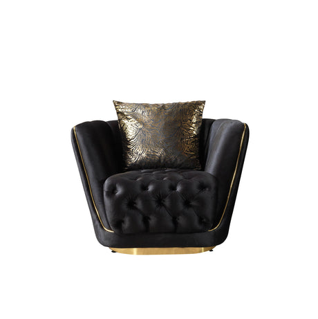 Daphne Black Velvet Chair - DAPHNE CHAIR-BLACK - Luna Furniture