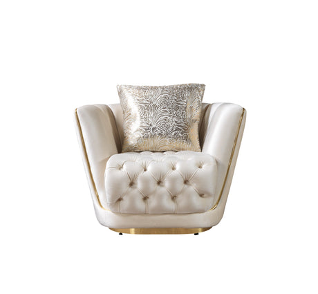 Daphne Ivory Velvet Chair - DAPHNE CHAIR-IVORY - Luna Furniture