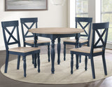 Darcy 5-Piece 42″ Round DIning Set, Midnight Blue and Natural Finish from Steve Silver - Luna Furniture