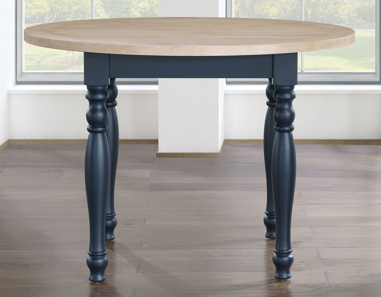 Darcy 5-Piece 42″ Round DIning Set, Midnight Blue and Natural Finish from Steve Silver - Luna Furniture