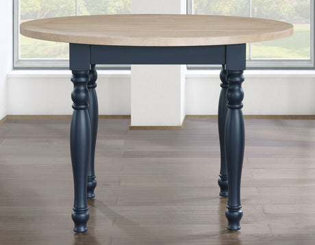 Darcy 5-Piece 42″ Round DIning Set, Midnight Blue and Natural Finish from Steve Silver - Luna Furniture