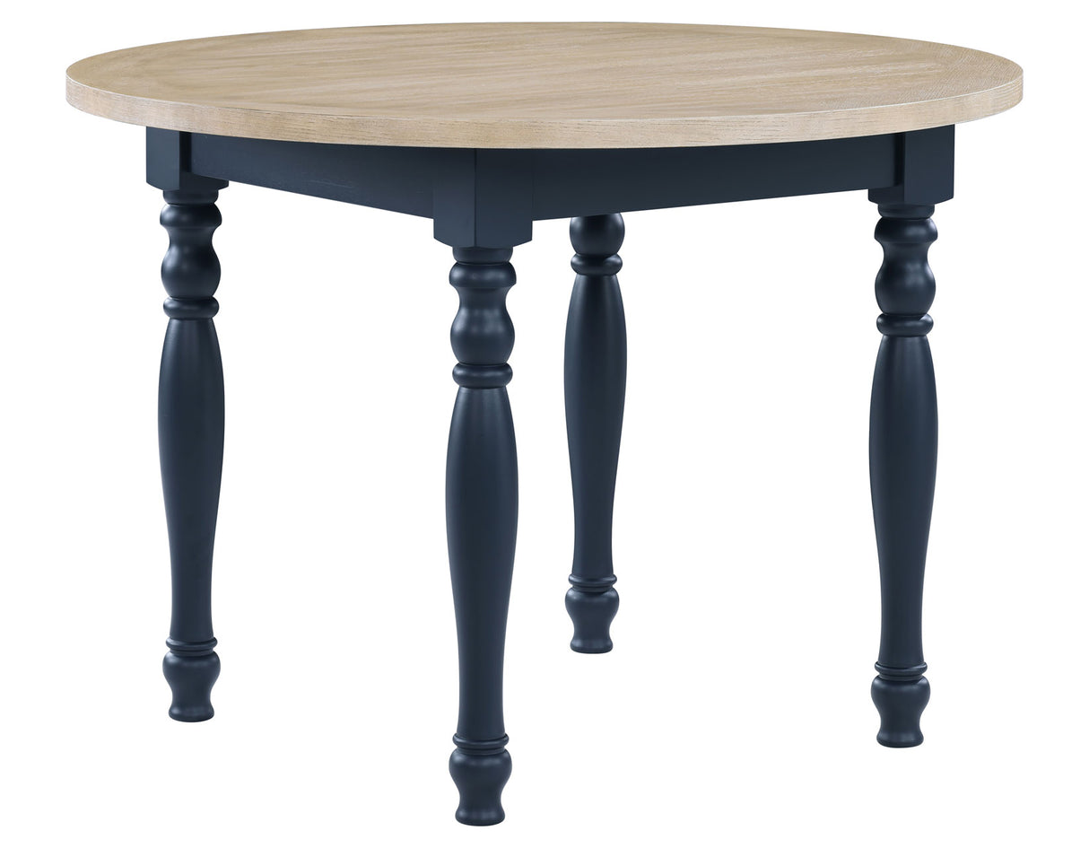Darcy 5-Piece 42″ Round DIning Set, Midnight Blue and Natural Finish from Steve Silver - Luna Furniture