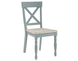 Darcy 5-Piece 42″ Round Dining Set, Mint Green and Washed Linen Finish from Steve Silver - Luna Furniture