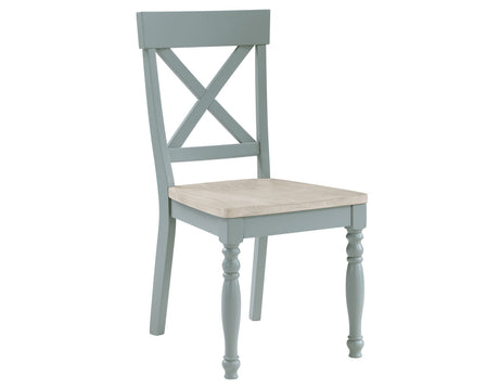 Darcy 5-Piece 42″ Round Dining Set, Mint Green and Washed Linen Finish from Steve Silver - Luna Furniture