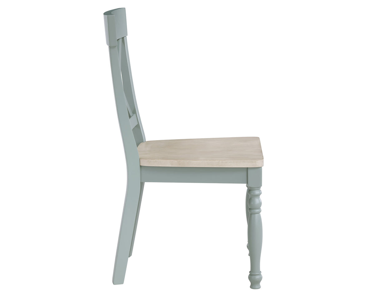 Darcy 5-Piece 42″ Round Dining Set, Mint Green and Washed Linen Finish from Steve Silver - Luna Furniture