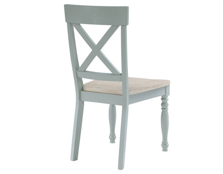 Darcy 5-Piece 42″ Round Dining Set, Mint Green and Washed Linen Finish from Steve Silver - Luna Furniture