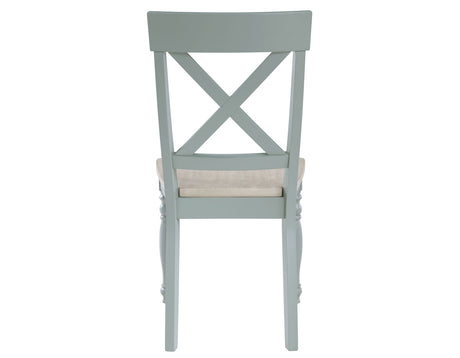 Darcy 5-Piece 42″ Round Dining Set, Mint Green and Washed Linen Finish from Steve Silver - Luna Furniture