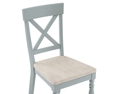 Darcy 5-Piece 42″ Round Dining Set, Mint Green and Washed Linen Finish from Steve Silver - Luna Furniture
