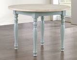 Darcy 5-Piece 42″ Round Dining Set, Mint Green and Washed Linen Finish from Steve Silver - Luna Furniture