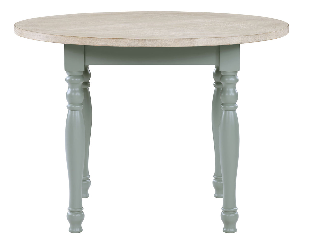 Darcy 5-Piece 42″ Round Dining Set, Mint Green and Washed Linen Finish from Steve Silver - Luna Furniture