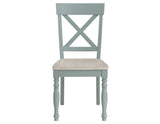 Darcy 5-Piece 42″ Round Dining Set, Mint Green and Washed Linen Finish from Steve Silver - Luna Furniture