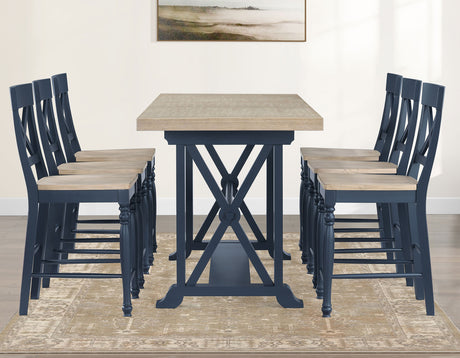Darcy Midnight Blue/Natural Counter Height Dining Set with 18-inch Leaf from Steve Silver - Luna Furniture