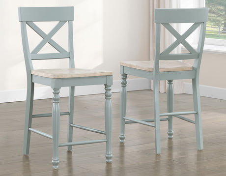 Darcy 5-Piece 64-82″Counter Set with 18-inch leaf, Mint Green and Natural Finish from Steve Silver - Luna Furniture