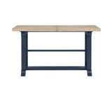 Darcy 64-82″Counter Table with 18-inch leaf, Midnight Blue and Natural Finish from Steve Silver - Luna Furniture