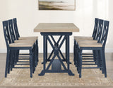 Darcy 64-82″Counter Table with 18-inch leaf, Midnight Blue and Natural Finish from Steve Silver - Luna Furniture