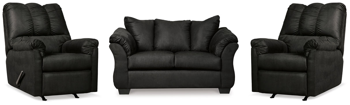 Darcy Black Loveseat and 2 Recliners from Ashley - Luna Furniture