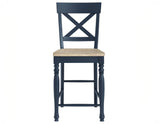 Darcy Midnight Blue and Natural Finish Solid Wood 24″ Counter Stool from Steve Silver - Luna Furniture