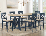 Darcy Midnight Blue and Natural Finish Solid Wood 24″ Counter Stool from Steve Silver - Luna Furniture